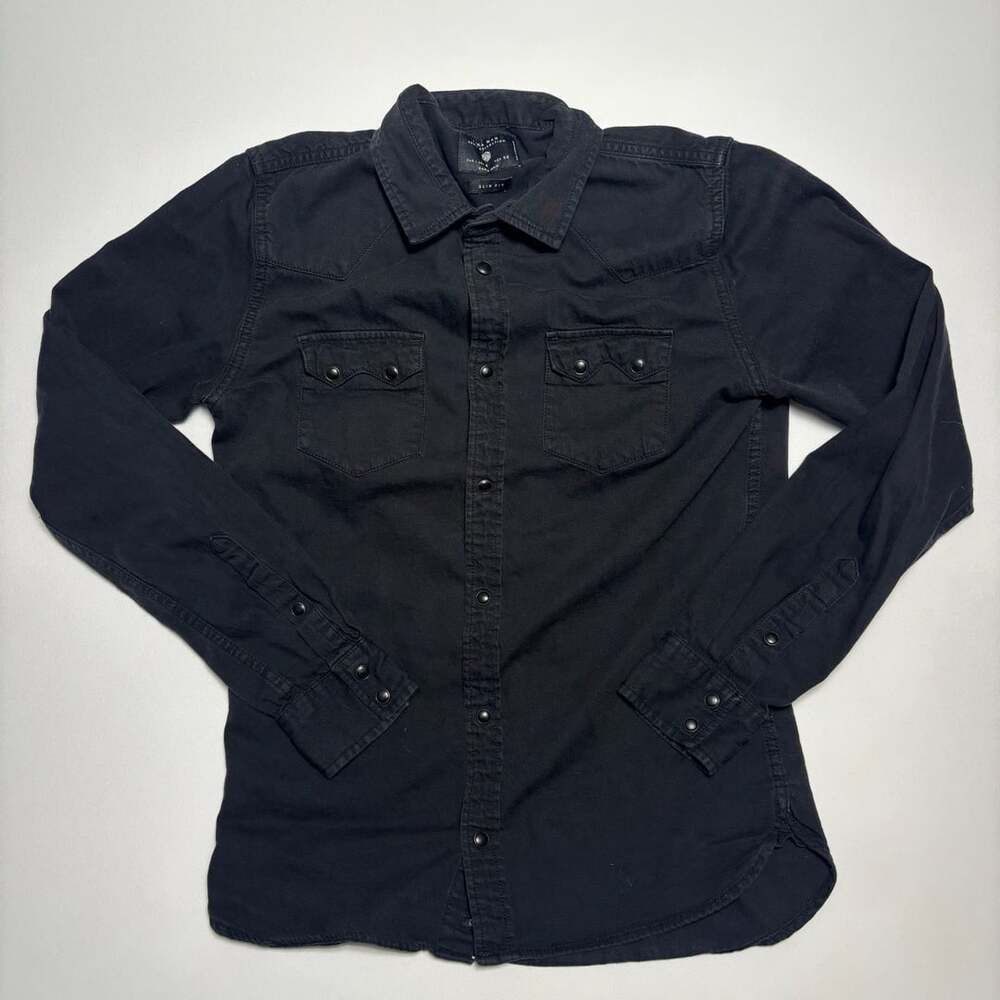 Mens Size Small Zara Man Denim Collection Shirt Black Slim Fit